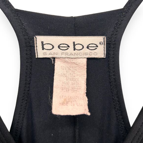 Y2K 2000s Bebe Black Maxi Spaghetti Straps Dress Size Medium - Picture 4 of 4